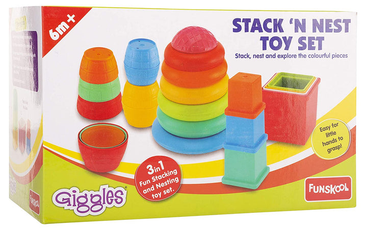 Stack N Nest Toy , Multicolour 3 in 1 Gift Set, Develops Motor Skills