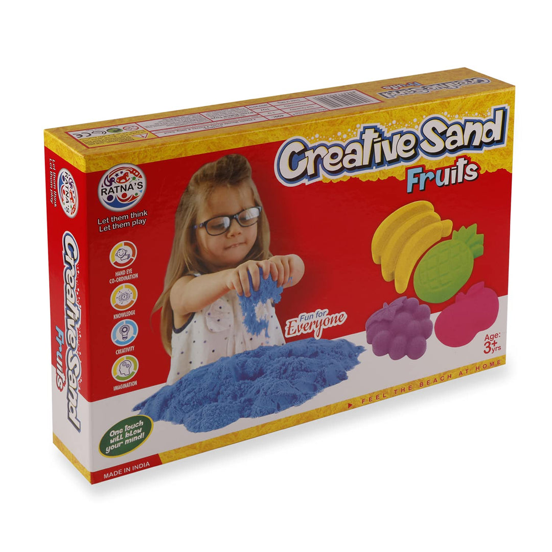 Ratna's Creative Sand Smooth and Non Sticky for Kids with Fruits Moulds (Assorted Colours)