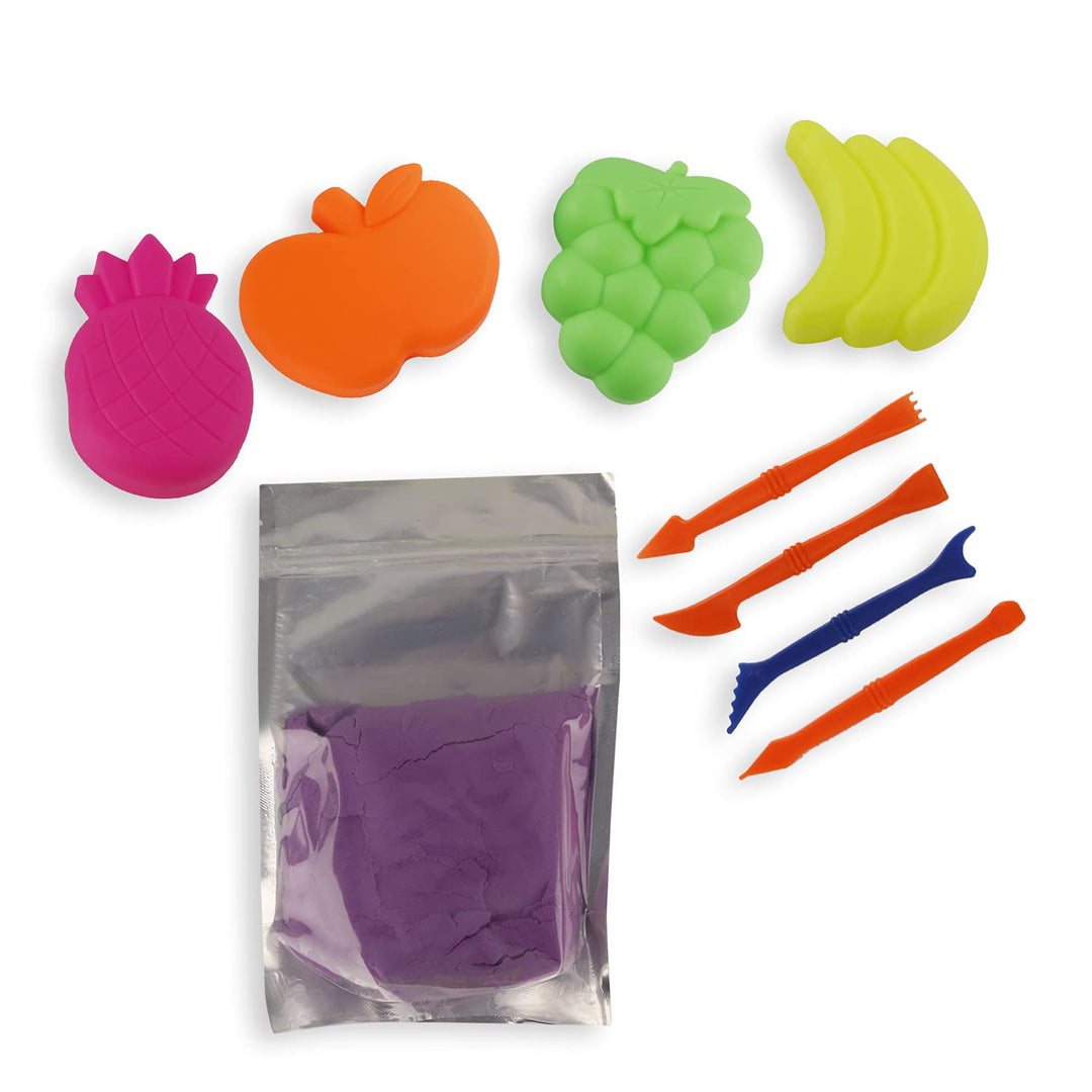 Ratna's Creative Sand Smooth and Non Sticky for Kids with Fruits Moulds (Assorted Colours)
