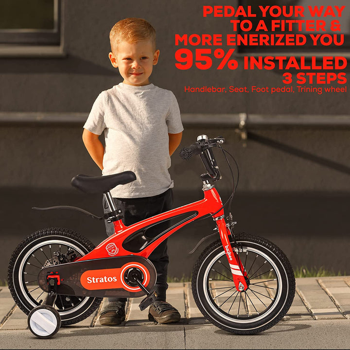 Stratos 14T Kids Cycle Bicycle | Magnesium Alloy Kids Bicycle Cycle with Training Wheels, Disc Brake, Chain Guard | Kids Baby Cycle Bike Bicycle | Baby Bicycle Cycle for Kids 3 to 7 Years