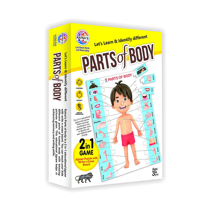 RATNA'S Parts of Body Jigsaw Puzzle for Kids with 2 in 1 Write and Wipe Board with Body Parts 24 Pieces