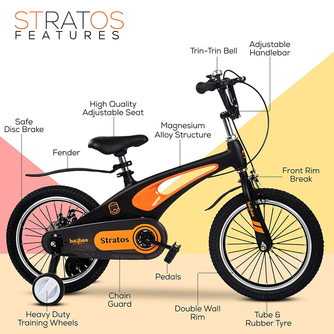 Stratos 16T Kids Cycle Bicycle | Magnesium Alloy Kids Bicycle Cycle with Training Wheels, Disc Brake, Chain Guard | Kids Baby Cycle Bike Bicycle | Baby Bicycle Cycle for Kids 3 to 7 Years