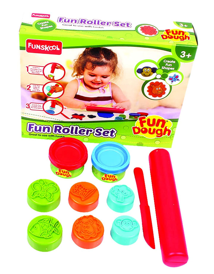 Fundough - Roller Set , Rolling, Cutting, Shaping and Sculpting , 3years + , Multi-Colour