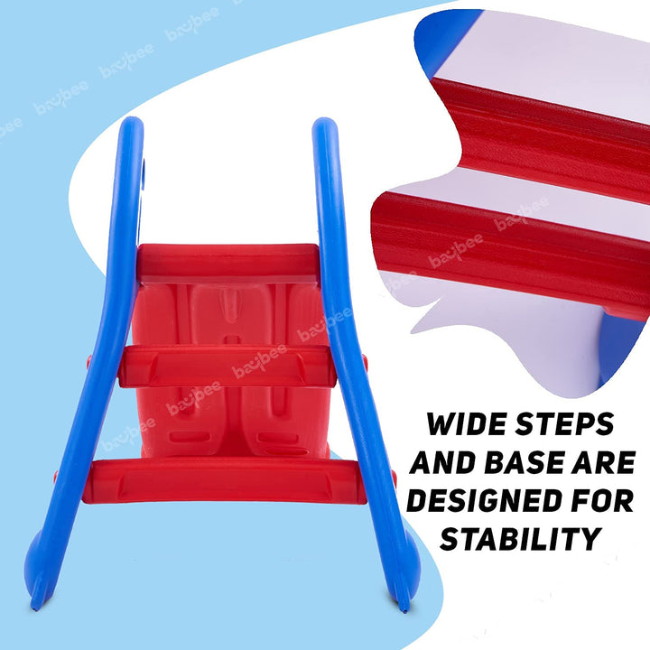 Foldable Plastic Indoor/Outdoor Mini Slide for Kids Backyard Playground Home Garden Slide for Preschoolers/Toddlers 2 to 5 Years - Blue/Red