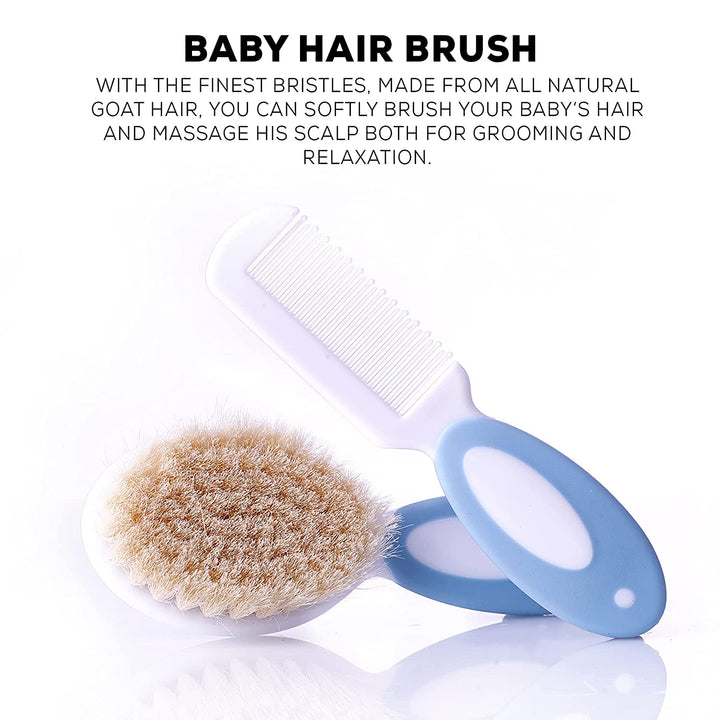 Premium 2 Piece Baby Hair Brush and Comb Set for Newborns and Toddlers Ultra Soft Bristles for Baby