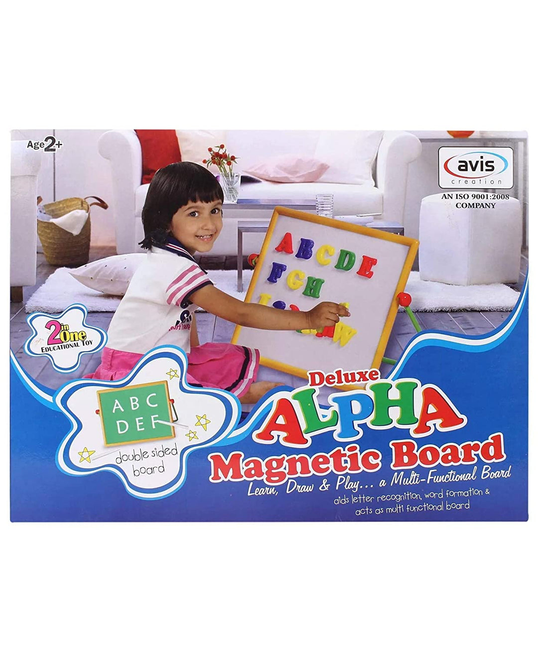 Alpha Numeric Board 2 in 1 Magnetic Learning Board with Magnetic Alphabets and Numbers with Mobile Pop Socket for Kids (Multi Color)