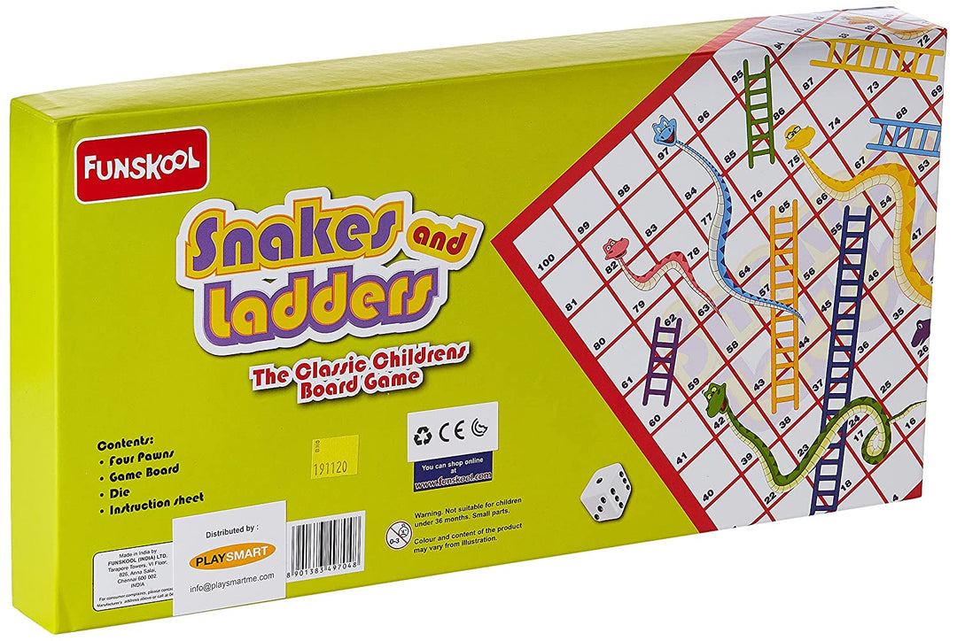 Snakes & Ladders, The classic children board game, kids & family, 2 - 4 players, 4 & above