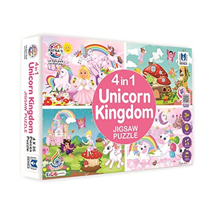 4 in 1 Unicorn Kingdom Jigsaw Puzzle for Kids