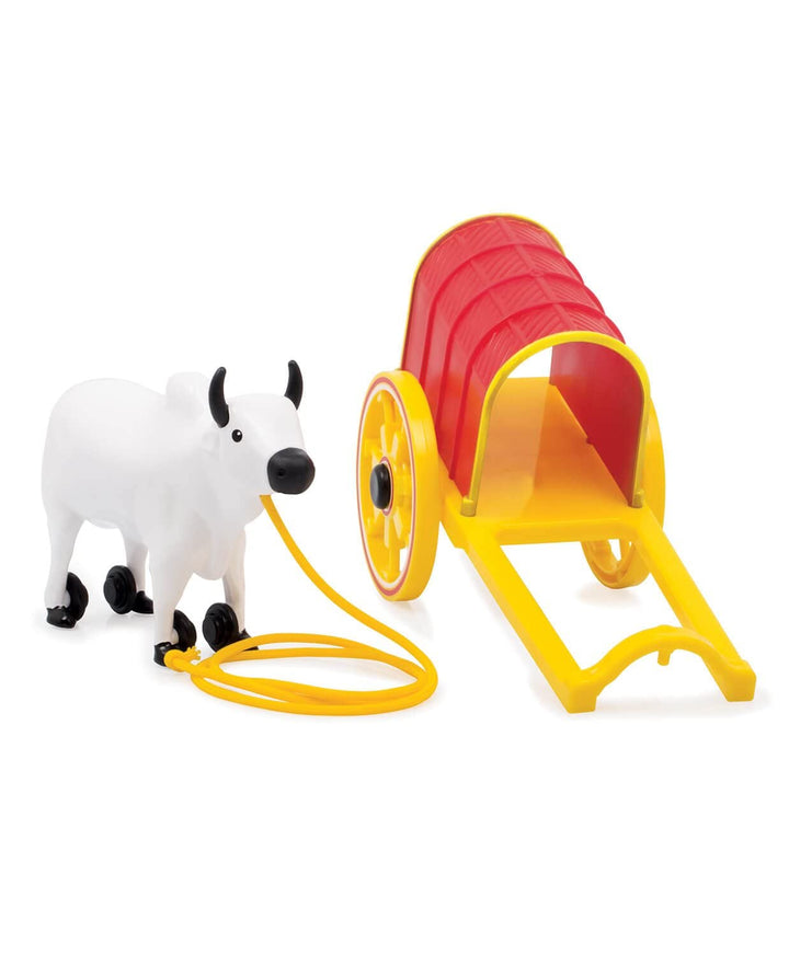 Bullock Cart , 2 in Pull Along Toy , Walking,Pretend Play,Colours , 12 Months & Above , Infant and Preschool Toys(Multicolour)