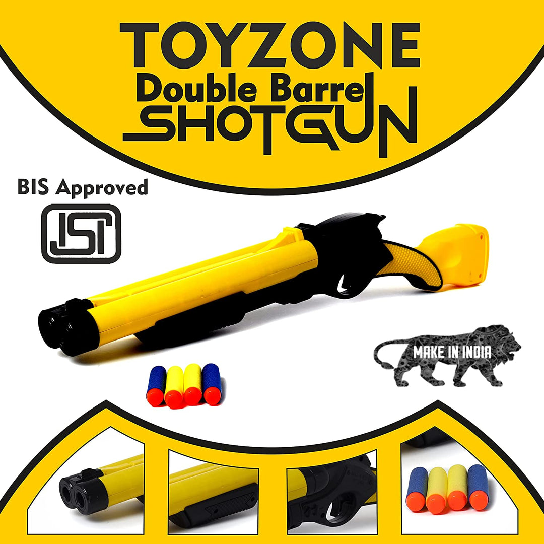 Batman Double Barrel Shotgun-58786 | Foam Blaster Double Barrel l Gun | Safe and Long Range | Lock & Load Pump Action | 5-Play Shotgun Shells with Gun | Shotgun Boomstick | Pull & Action Pro-Shot | For Kids.