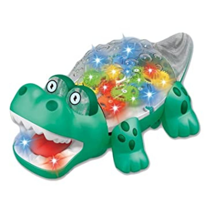 Gear Crocodile Toy for Kids with Music 3D Lights and Sound, Bump N go Action.