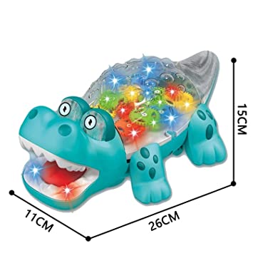Gear Crocodile Toy for Kids with Music 3D Lights and Sound, Bump N go Action.
