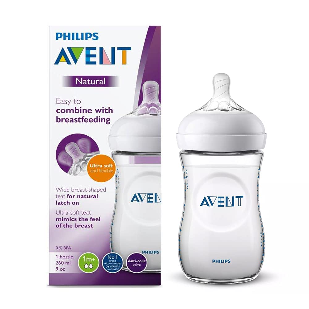 Avent Natural 2.0 Wide Neck Baby Bottle 260 ml 9 oz - 1 Month+