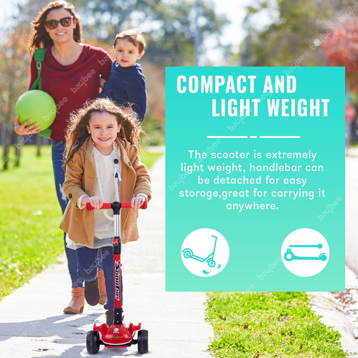 Magna Scooter for Kids, 3 Wheel Smart Kick Scooter with Fold-able & Height Adjustable Handle, Runner Scooter with LED PU Wheels & Brake, Skating Scooter for Kids Above 3 Years