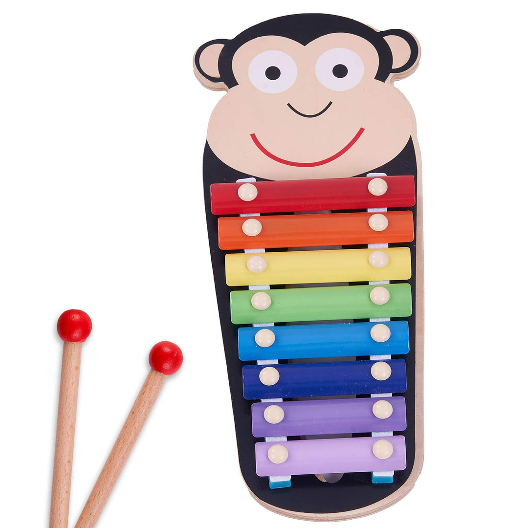 Wooden Xylophone Musical Toy for Kids with 8 Knots, Non-Toxic Animal Shaped Xylophone with Colors, Musical Instrument Toy for Kids, Toys Enhance Motor Skills & Hand Eye Coordination (Monkey)
