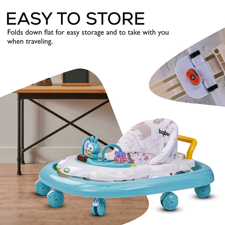 Bizzy Round Baby Walker for Kids 3 Position Adjustable Height & Rattle Toys