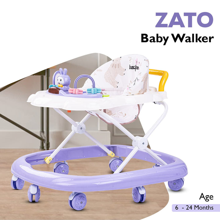 Bizzy Round Baby Walker for Kids 3 Position Adjustable Height & Rattle Toys and Music 6 - 18 Months