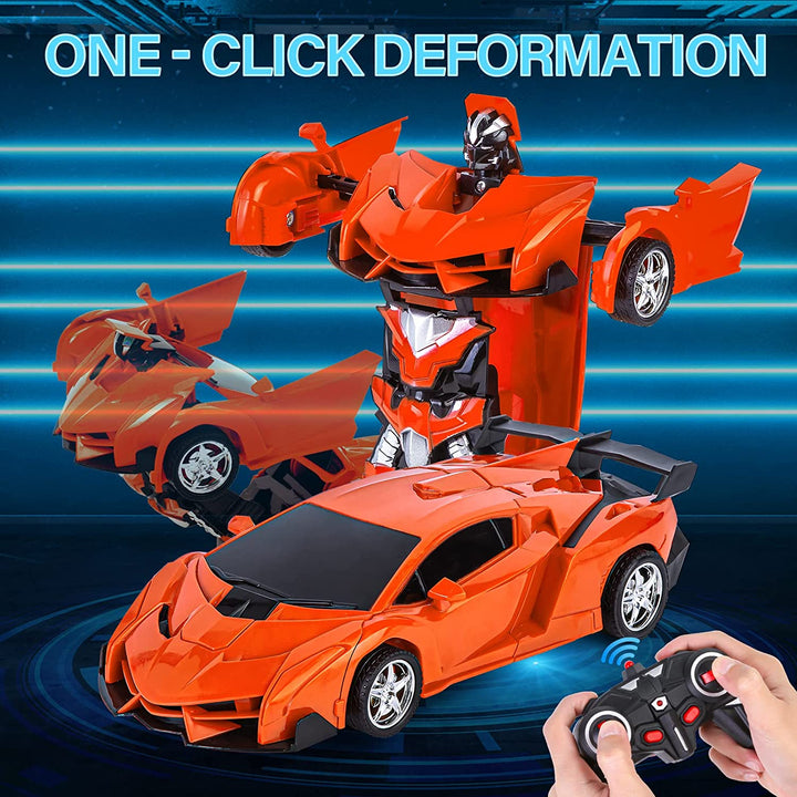  Robot Cars for Kids 4-8 Year Old,Deformation Car Remote Control Transformation Car for Boys Ideal Xmas Birthday Gifts Robot Vehicle Toys RC Racing Car for Kid Age 9-12 Transforming Car Toys