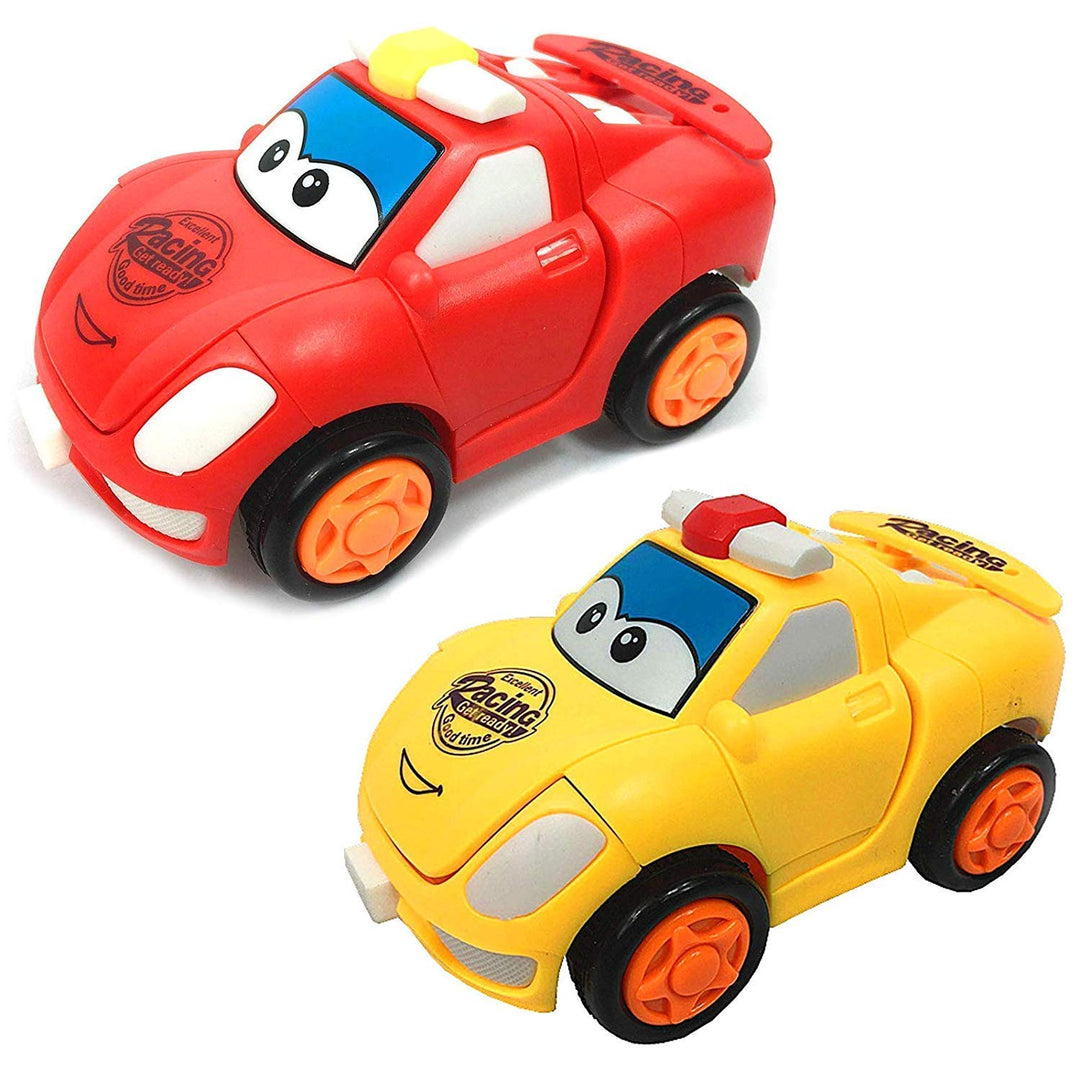 Cartoon Transformation Mini Racing Friction Toy (Red/Blue/yellow/Org)