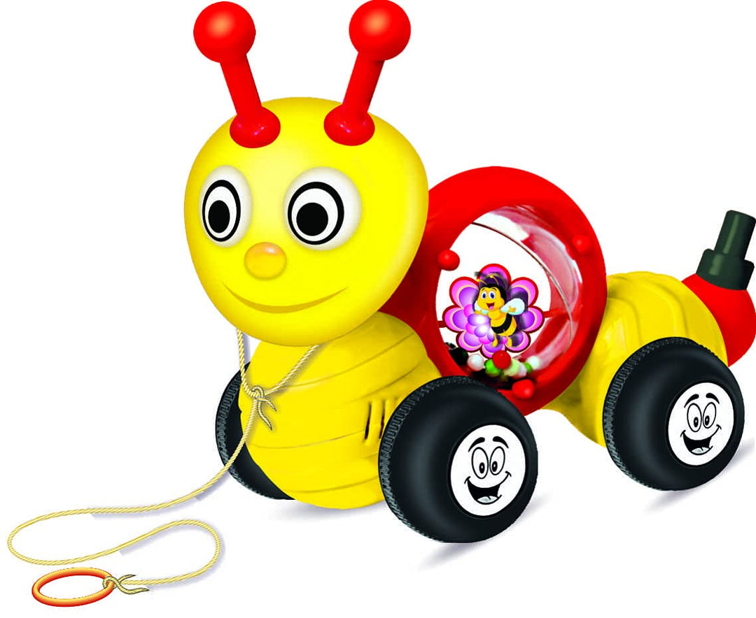 Bee Pull Along-71464 | Infant and Pre-School Toy | Free Wheel Toy | Early Age Development Toys for Kids | Pulling Toy with Cord | Push N Pull Toy