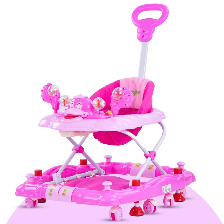 Cheezy Round Baby Walker Cum Rocker - Kids Walker for Babies with Music & Light Rattles and Toys Ultra Soft Seat, Push Bar Activity Walker for Kid and Wheel 6 Months to 2 Years