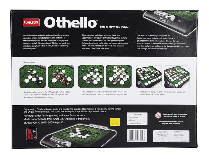 Othello, Strategy game, Portable classic travel game for kids, adults & family, 2 players, 8 & above,Multicolor
