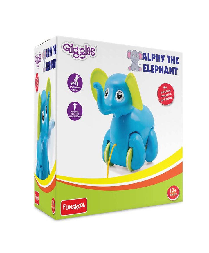 Alphy The Elephant , Pull along toy , Head bobs,Tail wags,Encourages Walking , 18 months & above , Infant and Preschool Toys Multicolor