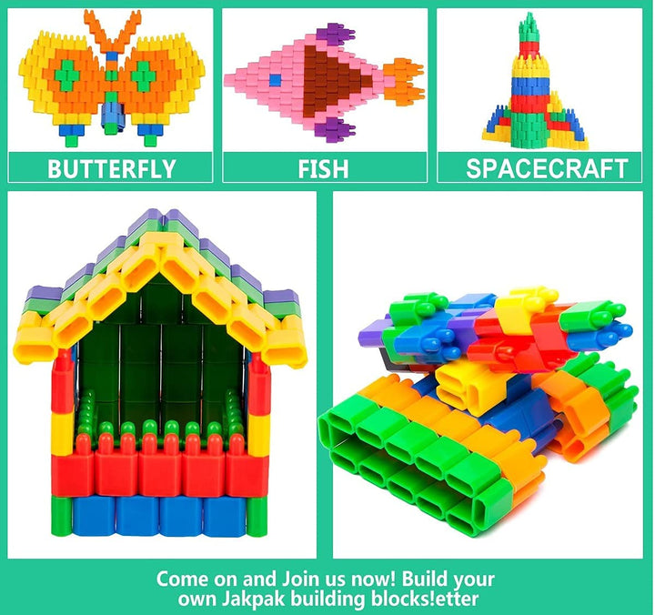 Plastic DIY Interlocking Building Block Bullet Puzzle Blocks Fun Creative Construction Toy Playset with Storage Box for Kids & Toddlers ( Pack of 150, Multicolor)