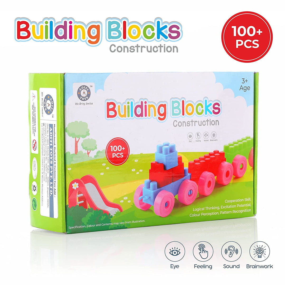 Building Blocks for Kids with Wheel Gift Toy, Block Game for Kids/Boys/Children|3+ Years|(100+ Piece, Multi-Color)