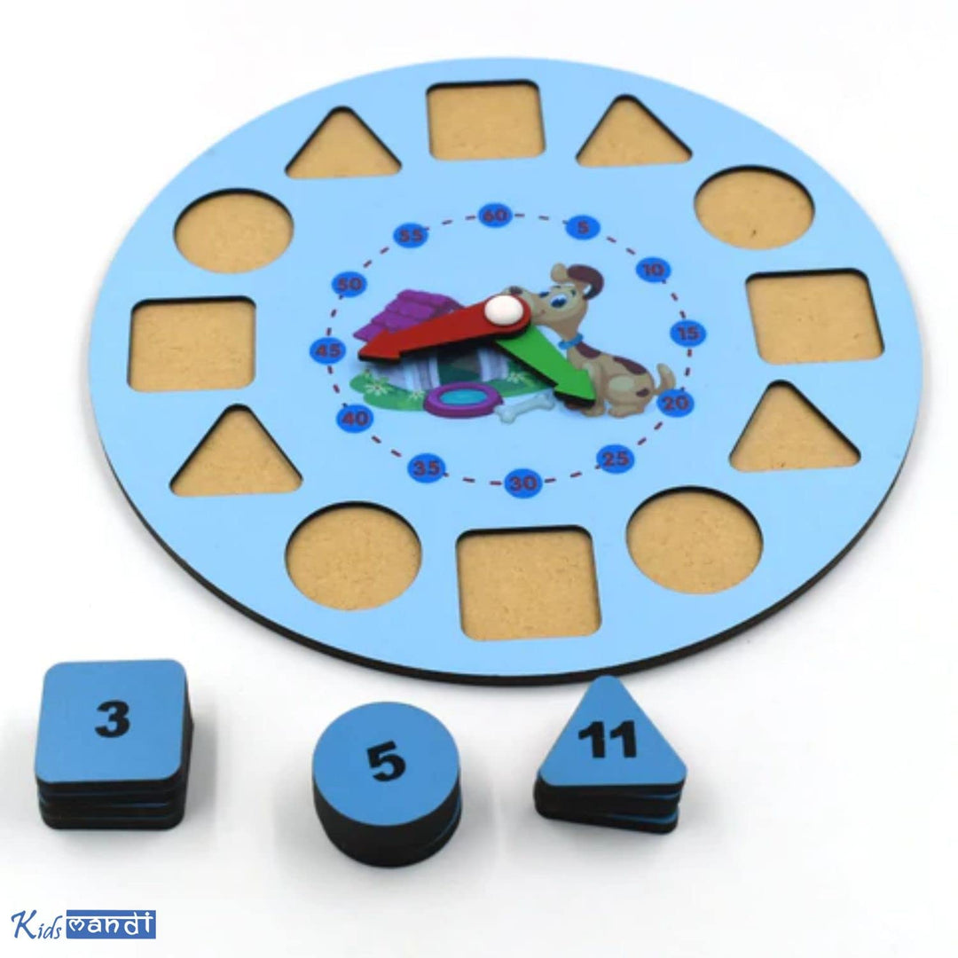 Wooden Shape Color Sorting Clock- Teaching Time Clock Shape Patterns Sorting Puzzle Montessori Early Learning Educational Toy Gift for Toddler Baby Kids Children to Play Indoor Games(multi colour)