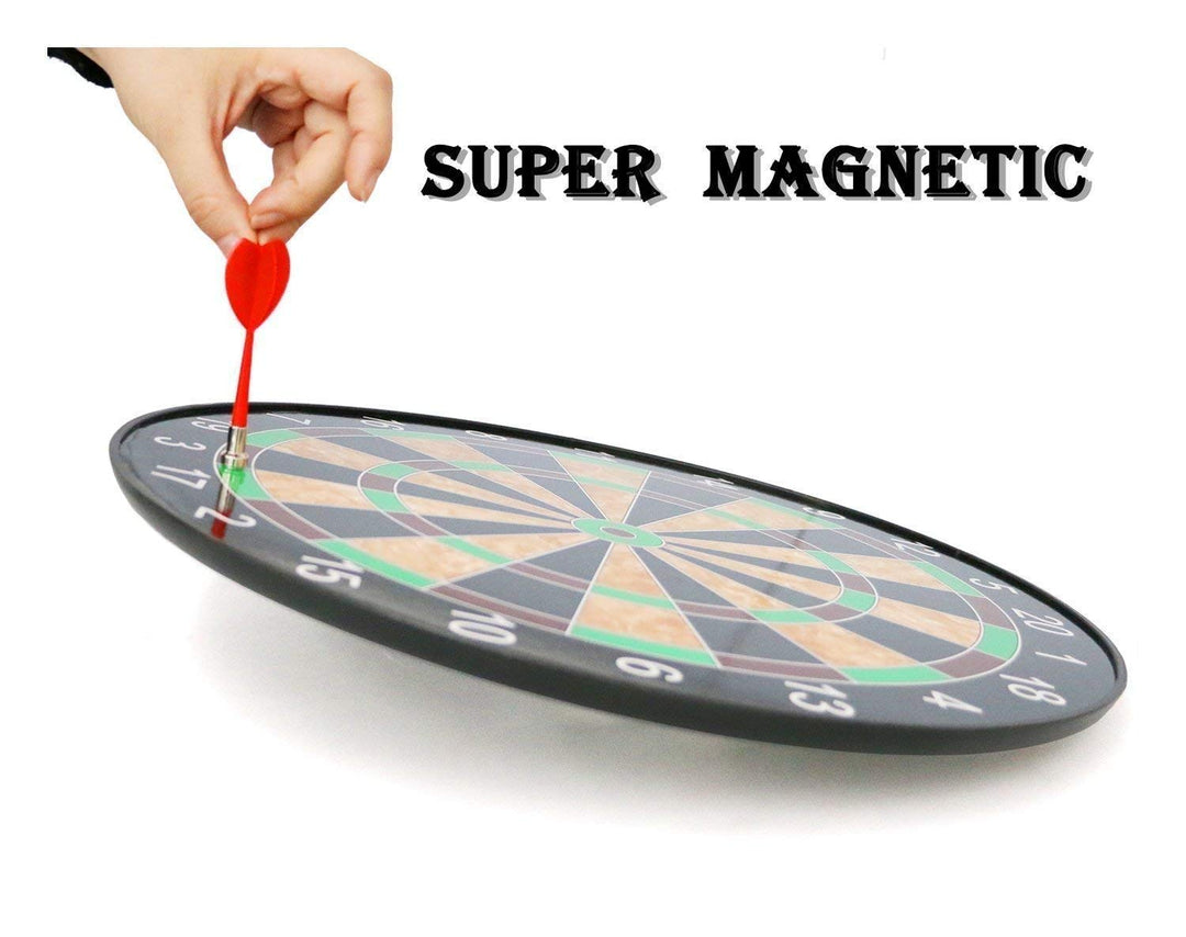 Round Shape Magnetic Dartboard Board Game Set - Bullseye Dartboard,14 Inch Dart Board with 6 pcs Safe Darts (SSTP)