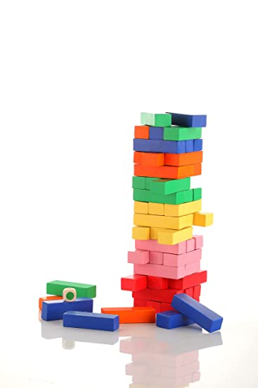 Aditi Toys® 54pcs Tumbling Tower A Unit of Zenga Wooden Blocks Stacking Tower Game for Kids || Color-Multi