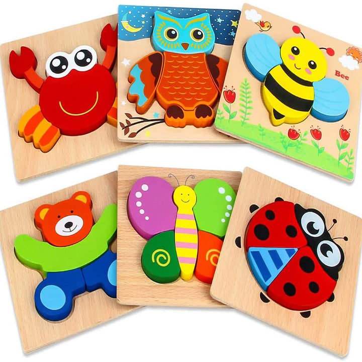 Wooden Puzzles for Kids Toys| Animals, Birds, Fish, Vehicle Jigsaw Puzzle Baby Toys, Board Games Learning Educational Children Toy Puzzles for Toddlers Boys Girls (Assorted)