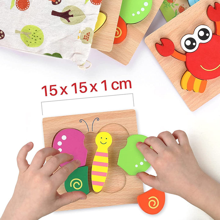 Wooden Puzzles for Kids Toys| Animals, Birds, Fish, Vehicle Jigsaw Puzzle Baby Toys, Board Games Learning Educational Children Toy Puzzles for Toddlers Boys Girls (Assorted)