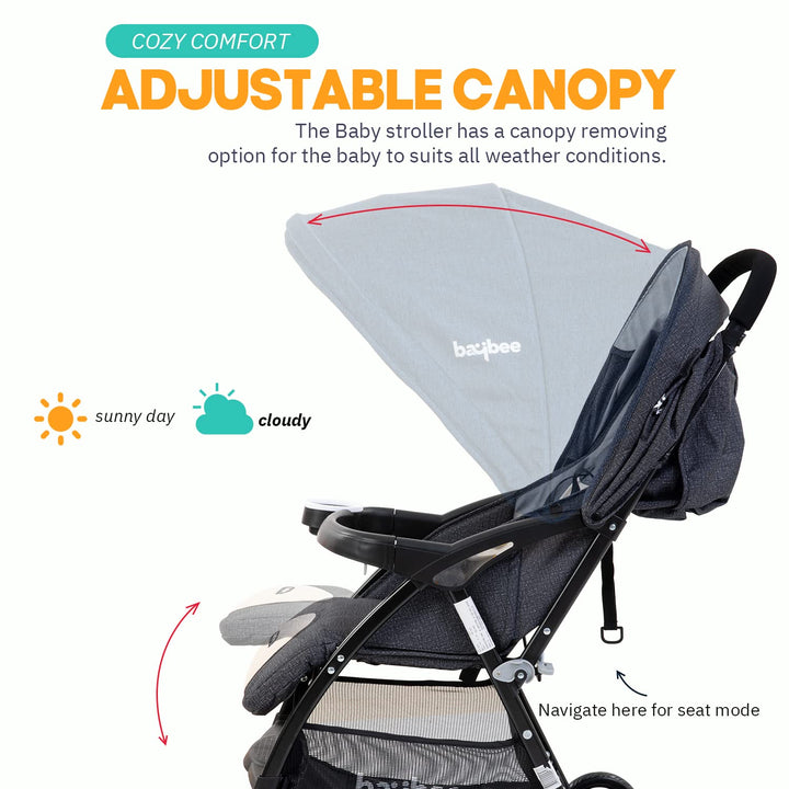 Infant Baby Stroller for Babies with 3-Position Adjustable Seat & Canopy, 5 Point Safety Belt & Storage | Baby Stroller for Baby Toddlers 0 to 3 Years Boy Girl