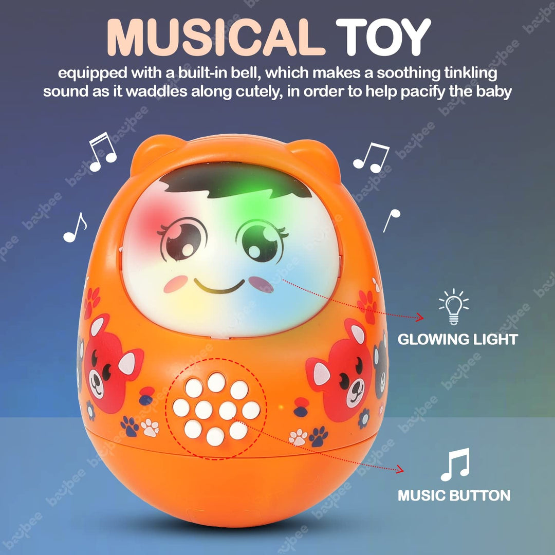 Musical Roly Poly Toys for Baby | Push and Shake Wobbling Toy with Music | Tumbler Doll Toy for Babies | Sound Balancing Doll Toys for Baby Boys, Girls 6+ Months
