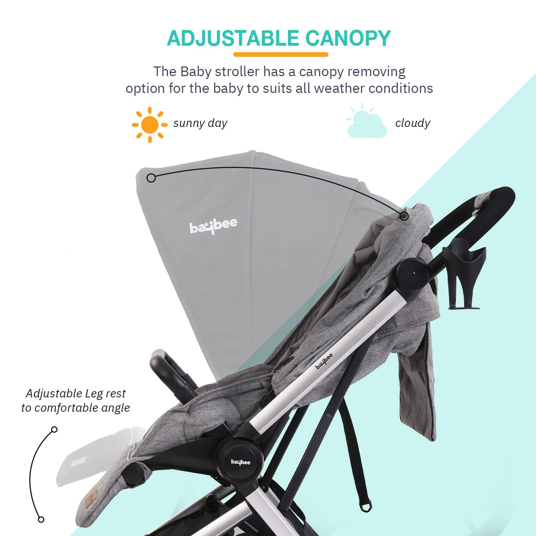 Convertible Baby Pram Stroller with Car Seat Combo, Aluminium Frame, 3-Position Adjustable, Canopy & Reversible Seat | Infant Stroller for Baby Toddlers 0-3 Years Boys Girls