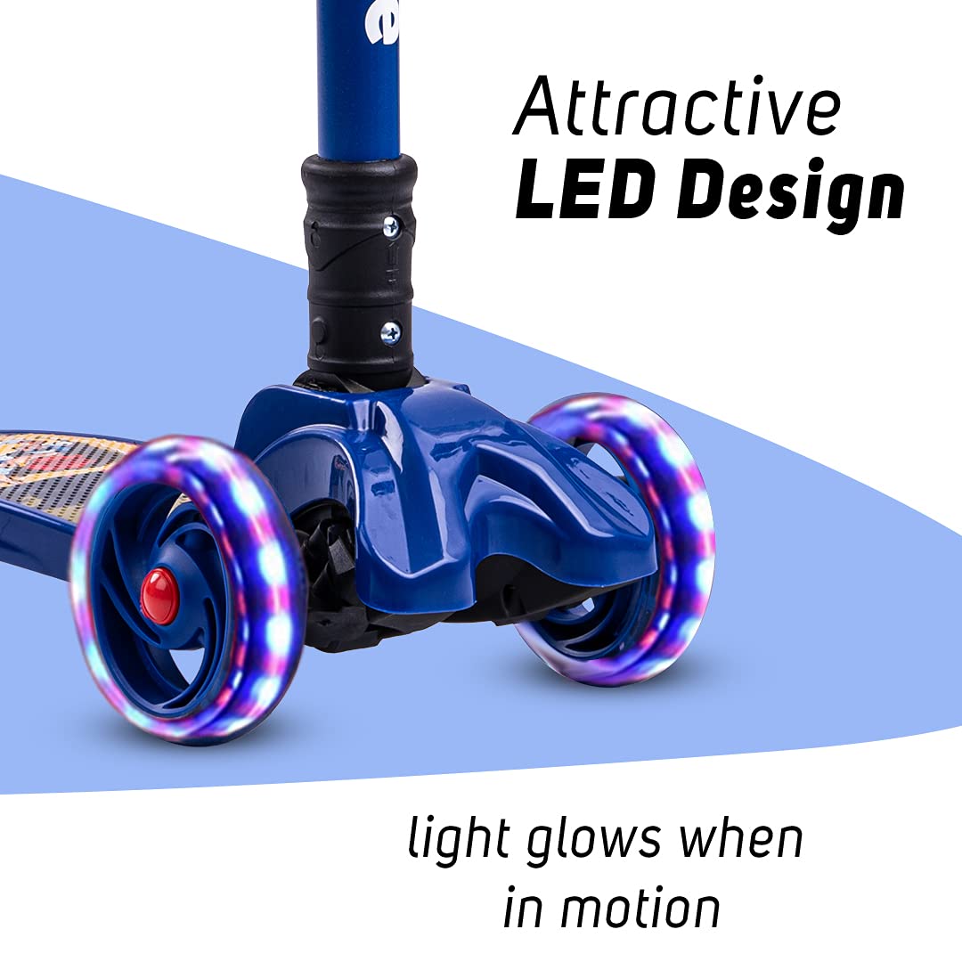 ST4 Flash Skate Runner Scooter for Kids, 3 Wheel Kids Scooter, Smart Kick Scooter with Fold-able & Height Adjustable Handle, Wide LED PU Wheels & Brake for Kids Age 2-14 Years Old