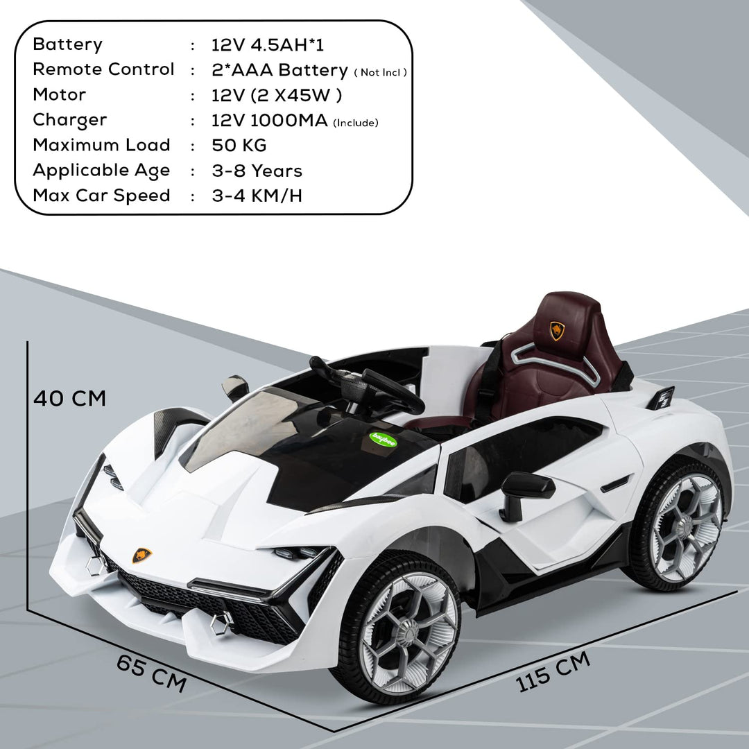 Huracan Rechargeable Battery-Operated Ride on Electric Car for Kids | Ride on Baby Car with USB Port & Music | Battery Operated Big Car for Kids...