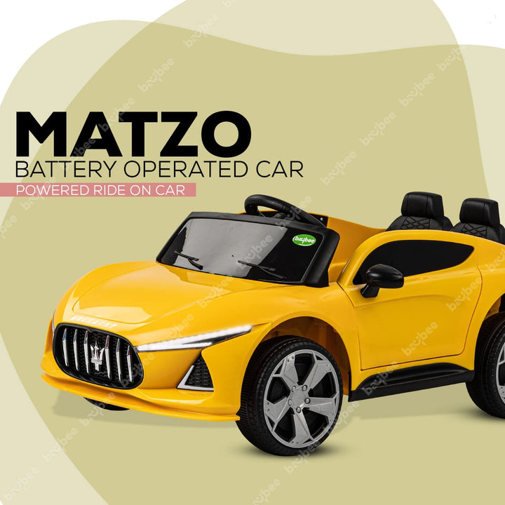 Matzo Rechargeable Battery Operated Ride on Electric Car for Kids | Ride on Baby Car with Foot Accelerator & Music | Battery Operated Big Car for Kids to Drive 2 to 4 Years Boys Girls