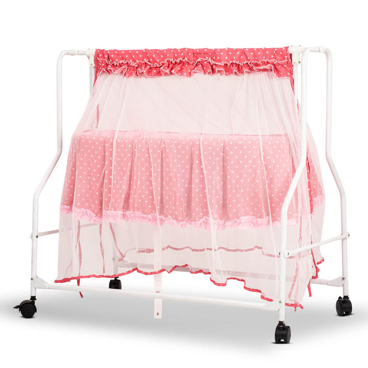 Evolve Baby Cradle for New Born Baby, Baby Cradle Swing Jhula with Mosquito Protection Net, Mattress & Wheels | New Born Baby Cot Cradle| Baby Cradles for New Born Baby 0 to 12 Months