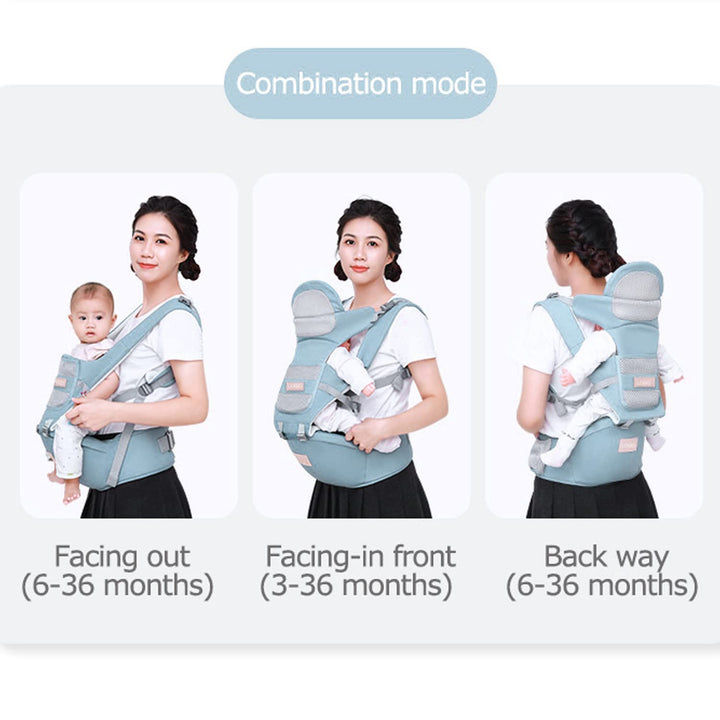 9 in 1 Ergo+ Hip Seat Baby Carrier with 6 Carry Positions, Baby Carrier Cum Kangaroo Bag | Baby Carry Sling Front Back Carrier with Safety Belt | Baby Carry Bags for 0 to 3 Years