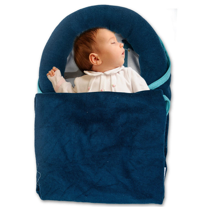 Cotton Baby Snuggle Pod Swaddle Wrap for Newborn, Snuggle Pod with U Shape Ring Head Protection Support | Baby Snuggle Pod Swaddle Wrapper | Baby Snuggle Pod for Newborn 0-6 Months (Dark Blue)