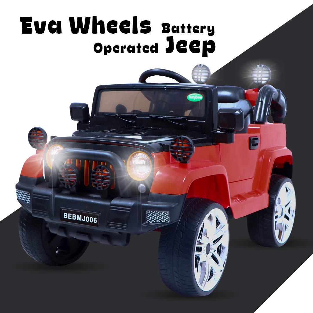 Rechargeable Battery Operated Rubber EVA Wheels Ride on car with Remote Control for Boy's and Girl's 2 - 5 Years