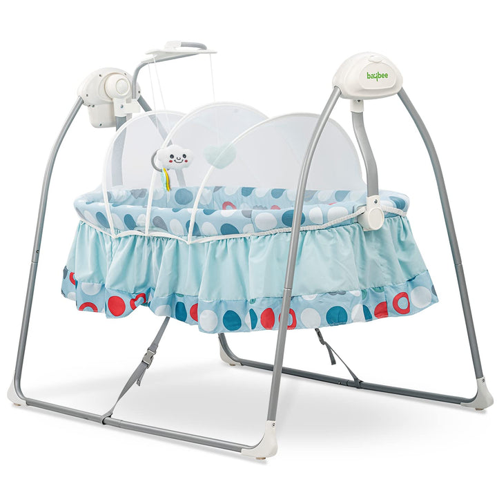 Electric Cradle for Baby, Automatic Swing Baby Cradle with Mosquito Net, Remote, Toy Bar & Music | Baby Cradle Crib Jhula | Baby Swing Cradle for Baby 0 to 2 Years Boys Girls (Blue)