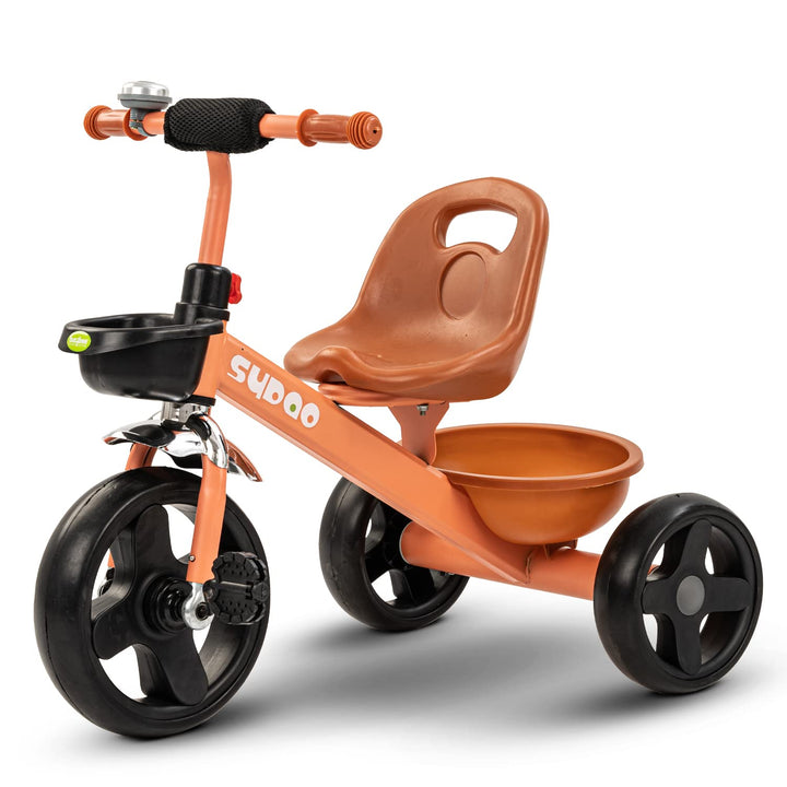 Sudao Baby Tricycle for Kids, Smart Plug & Play Kids Cycle with Eva Wheels, Front & Rear Storage Baskets, Bell, High Backrest | Kids Tricycle| Baby Cycle for Kids 2 to 5 Years Boy Girl