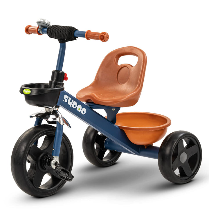 Sudao Baby Tricycle for Kids, Smart Plug & Play Kids Cycle with Eva Wheels, Front & Rear Storage Baskets, Bell, High Backrest | Kids Tricycle| Baby Cycle for Kids 2 to 5 Years Boy Girl