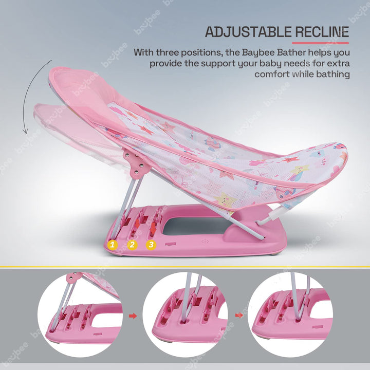 Baby Bather for New Born Babies, Foldable Baby Bath Chair Seat with 3 Position Recline, Baby Bath Sling Training Seat with Soft Mesh Support | Infant bather for baby 0-6 months