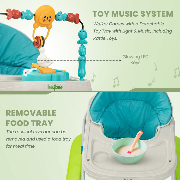 Baby Walker for Kids with 2 Height Adjustable & Tray | Multi-Function Anti-Rollover