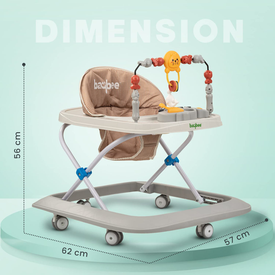 Baby Walker for Kids with 2 Height Adjustable & Tray | Multi-Function Anti-Rollover Foldable Activity Walker for Baby with Musical Toy Bar | Walker Baby 6-18 Months Boys Girls
